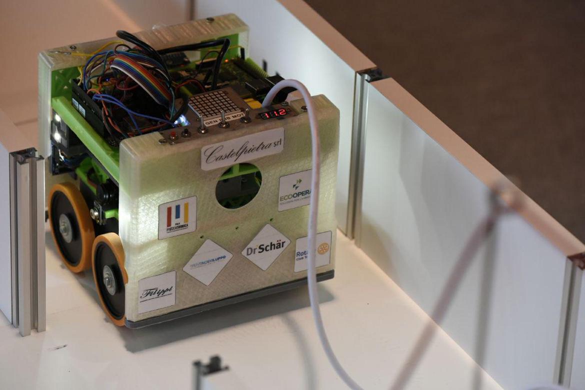 The robot which we brought to Nagoya for the RoboCup JR International 2017.