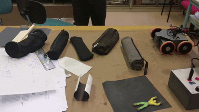 An early prototype of the base of the robot with our suspensions system.